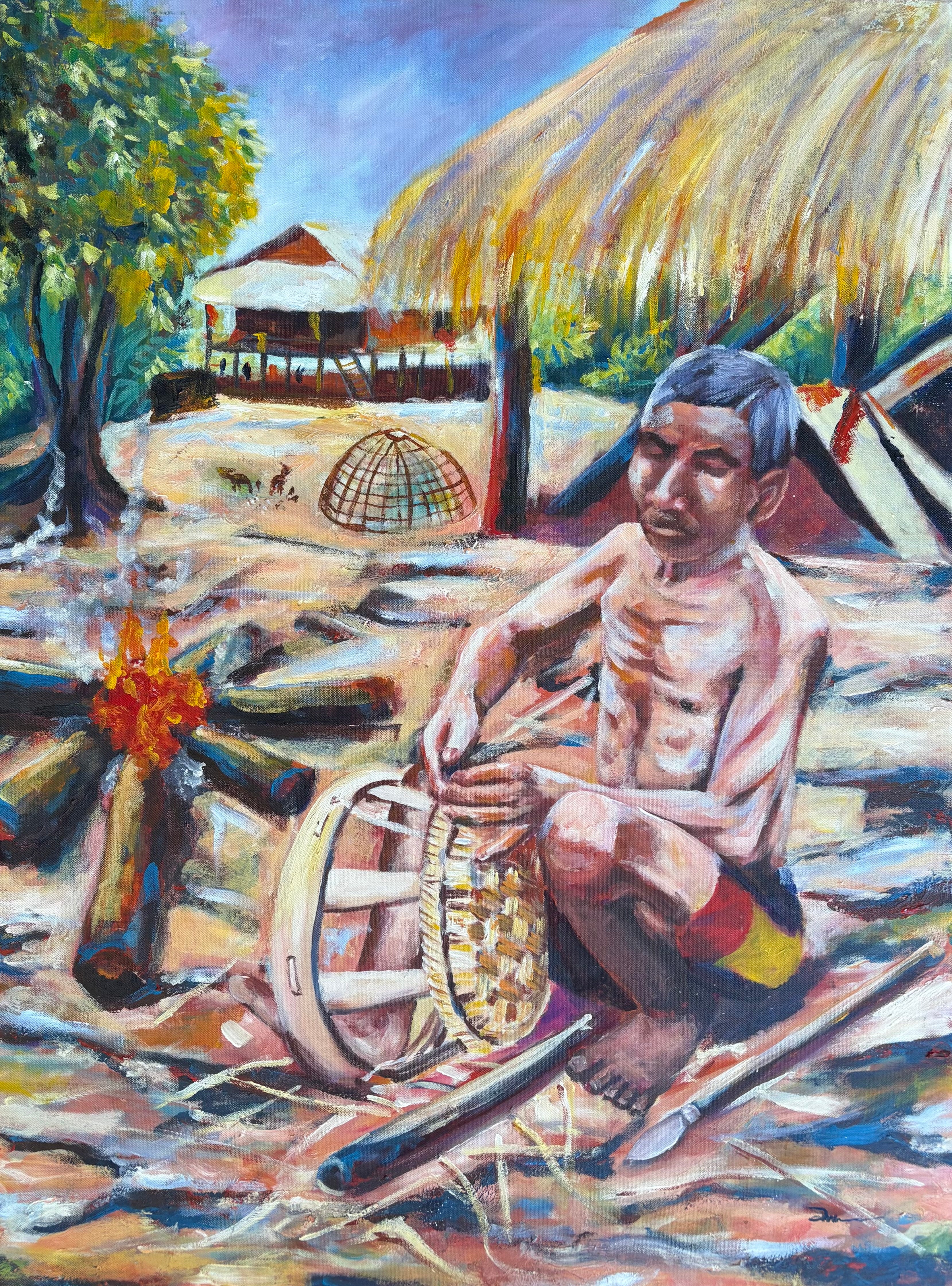 Rattan sewing