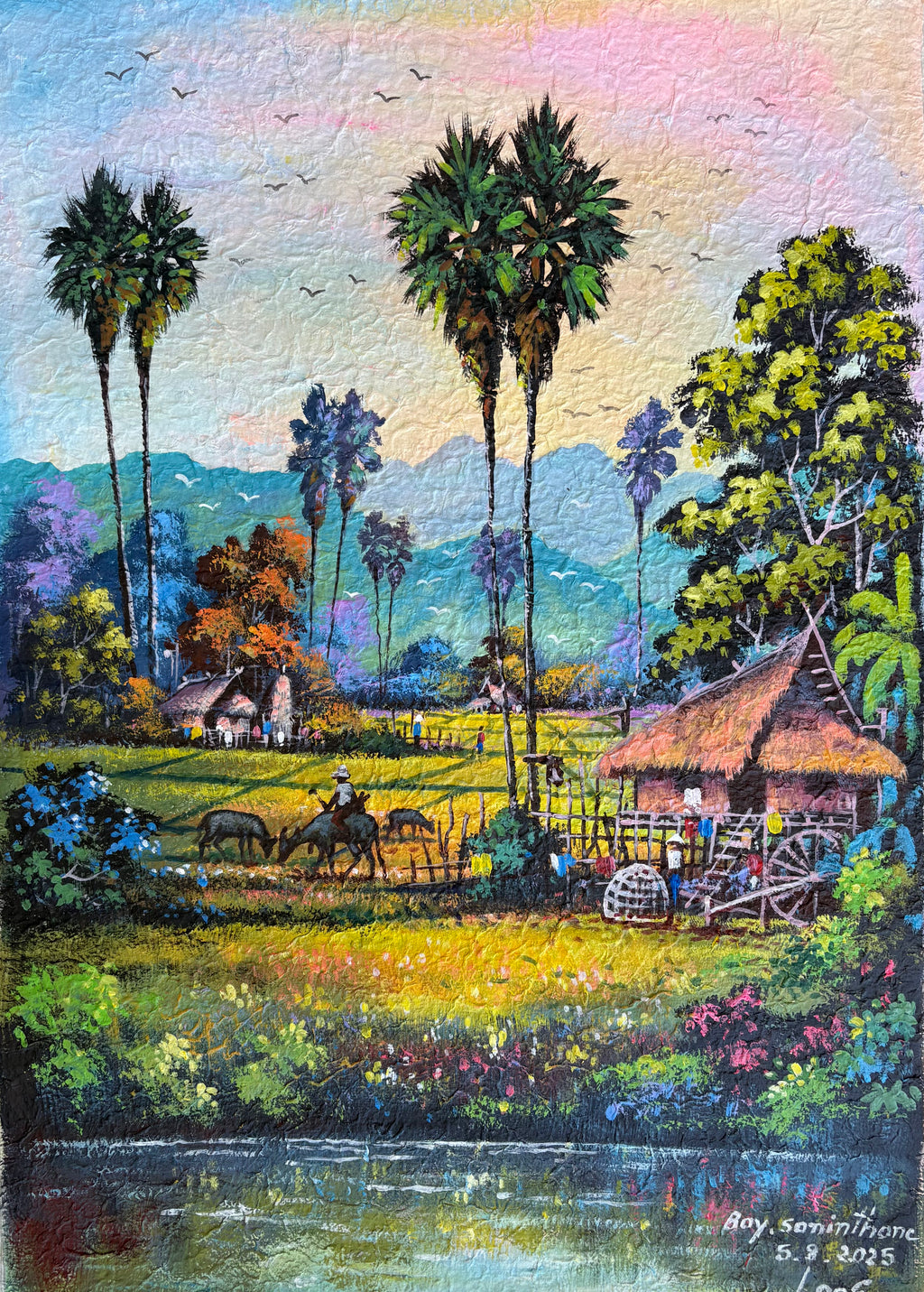 Original Acrylic Painting on Handmade Paper | One of a Kind Art