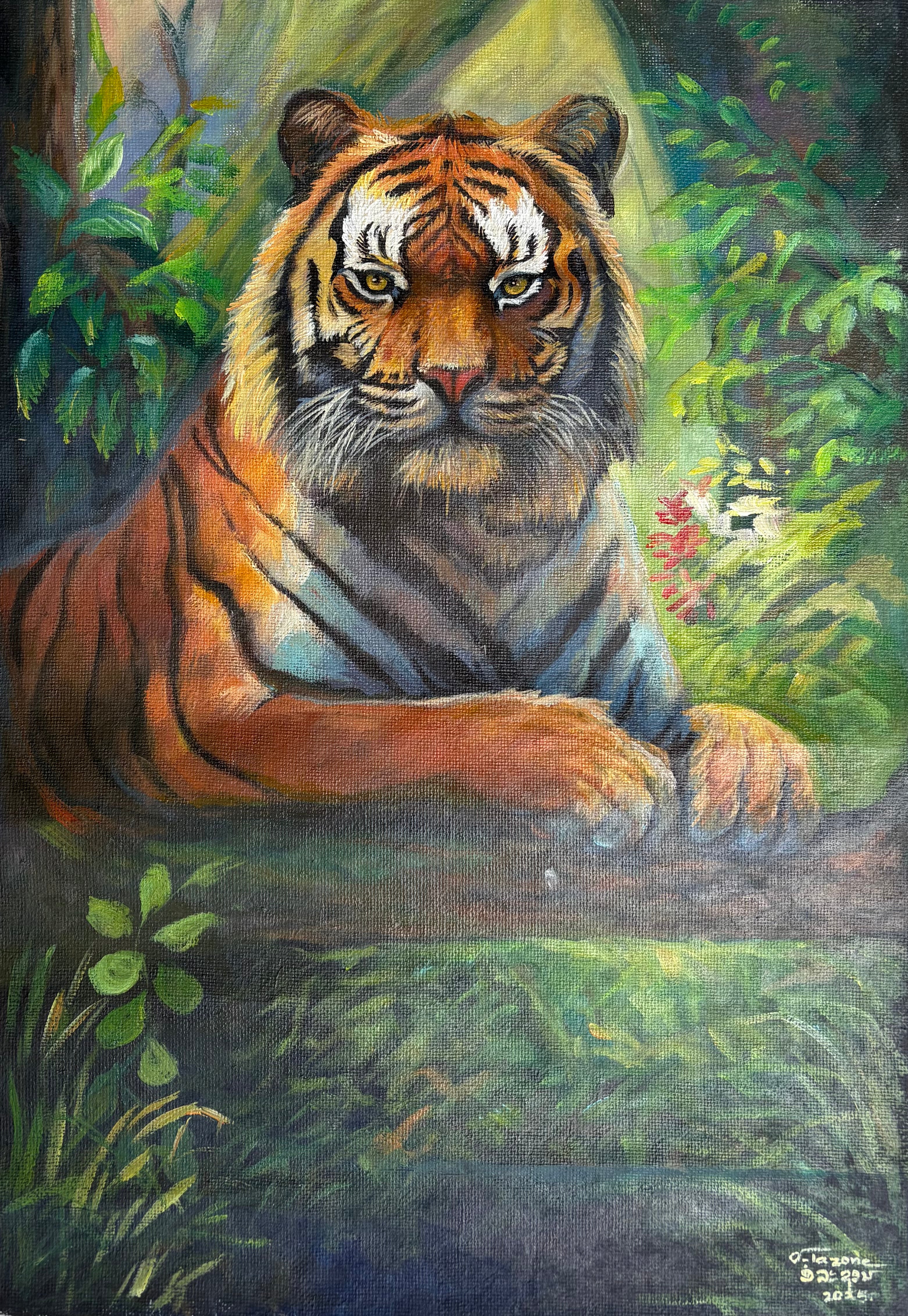 Tiger- Acrylic on Handmade Paper
