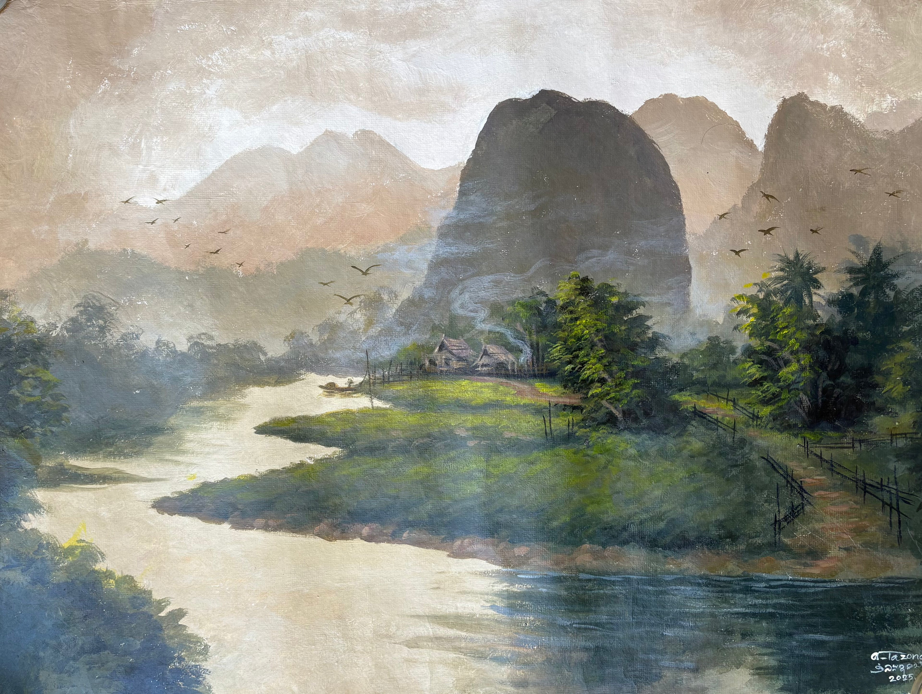 Mountain - Acrylic on Handmade Paper