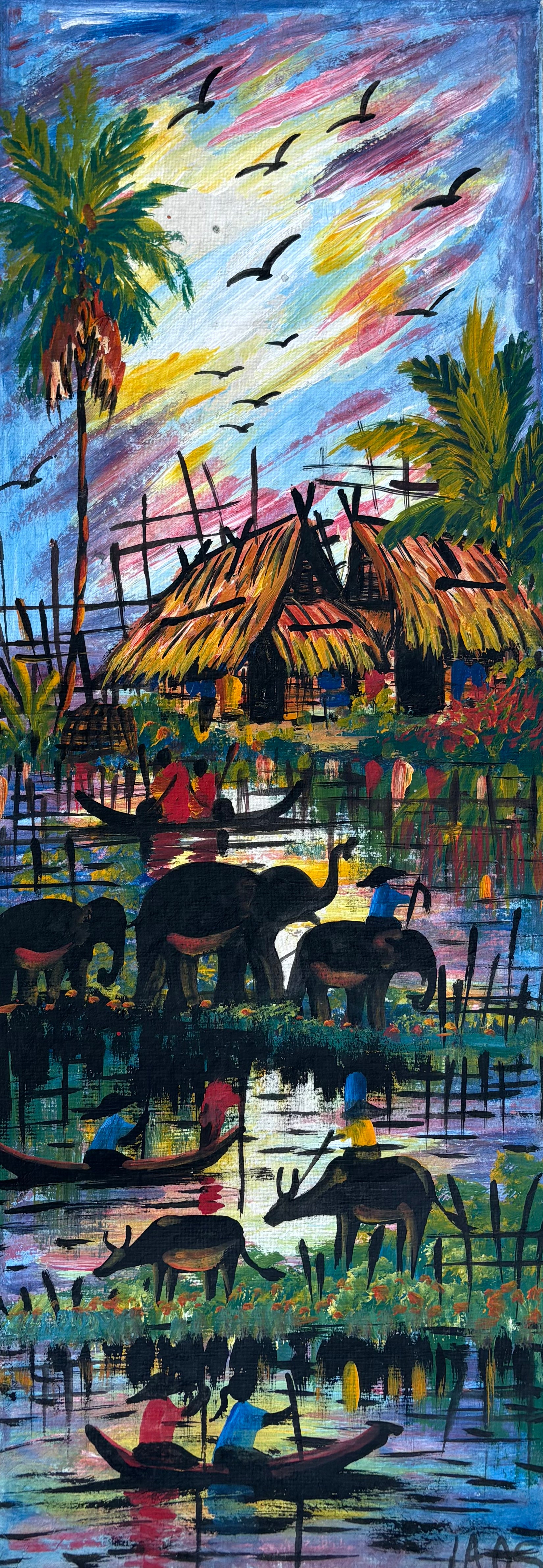 Village - Acrylic on Handmade Paper