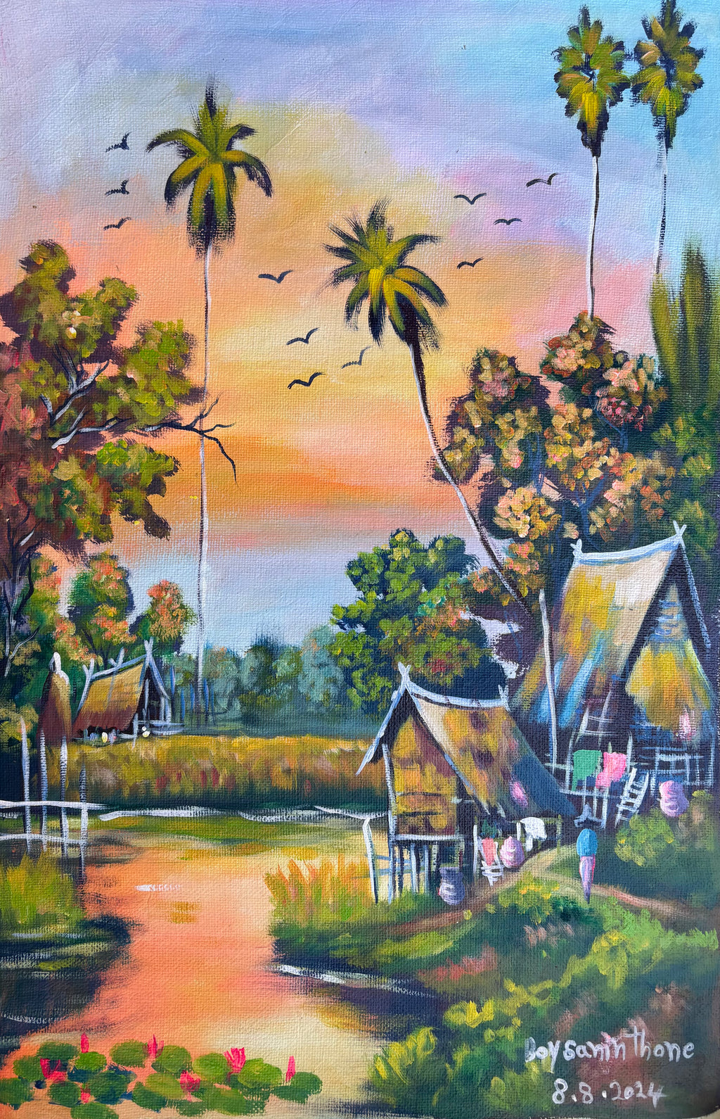 Original Acrylic Painting on Handmade Paper | One of a Kind Art